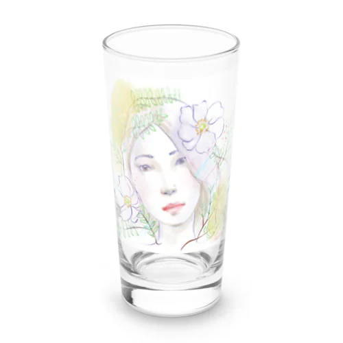 お花と水彩の子 Long Sized Water Glass