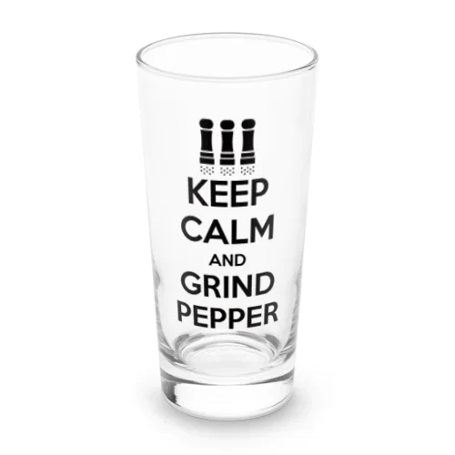 平静を保ち、そしてコショウを挽こう（キープ・カーム・アンド・グラインド・ペッパー）KEEP CALM AND GRIND PEPPER・ペッパーミルパフォーマンス・文字黒 ロンググラス