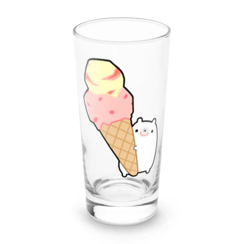 アイスクリームをゲットしてご満悦のくま Long Sized Water Glass