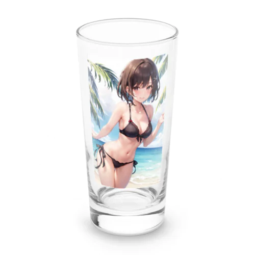 黒ビキニのお姉さんイラスト Long Sized Water Glass