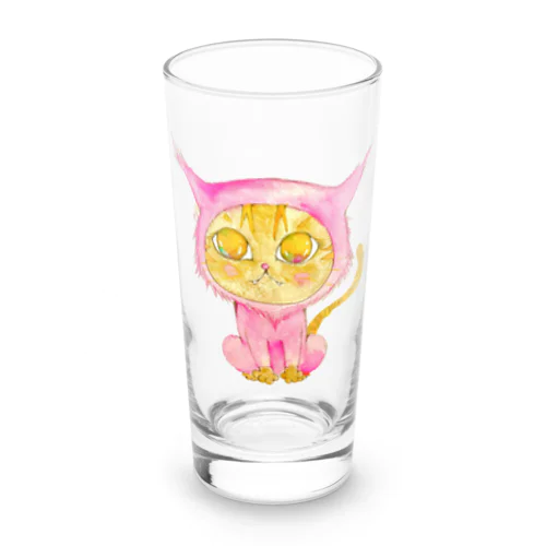 ピンクになりたい茶トラちゃん Long Sized Water Glass