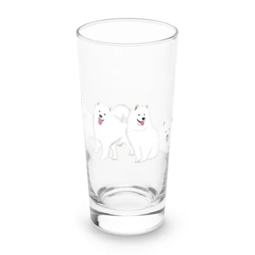 寄り添う　サモエド　犬 Long Sized Water Glass