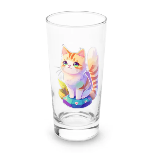 上目遣いで見上げるrainbow cute cat Long Sized Water Glass