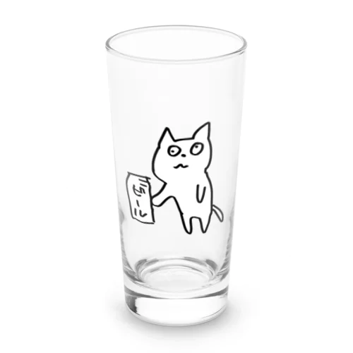 ビールを飲むデスマ猫 Long Sized Water Glass