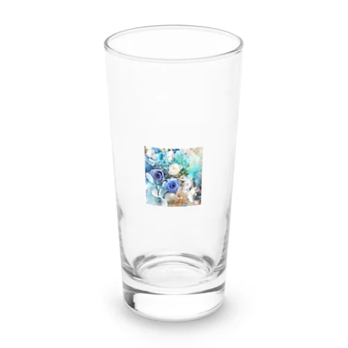 マリンブルーローズのおしゃれな花柄 Long Sized Water Glass