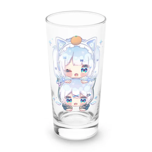 猫耳ヘッドフォンちゃんと猫耳パーカーくん(鏡餅) Long Sized Water Glass