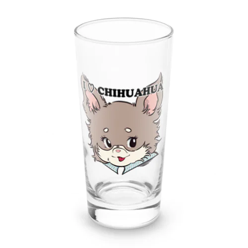 チワワ-チョコタン「I♡CHIHUAHUA」 Long Sized Water Glass