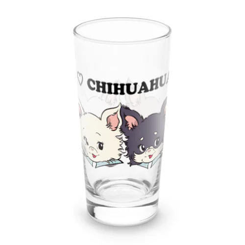 チワワ-多頭飼いカラー「I♡CHIHUAHUA」 Long Sized Water Glass