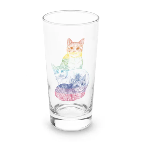 カラフルにゃんこトリオ Long Sized Water Glass