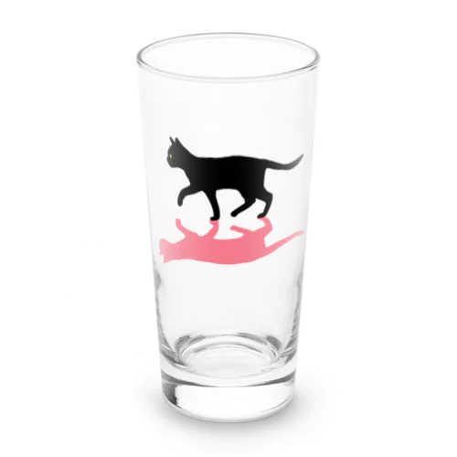 黒猫と影　ピンク Long Sized Water Glass