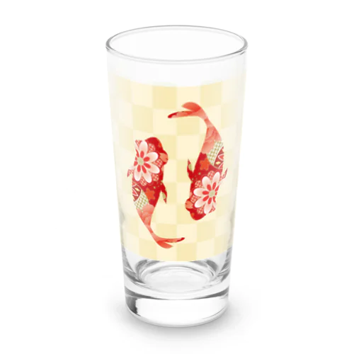 和柄・市松模様と金魚（赤） Long Sized Water Glass