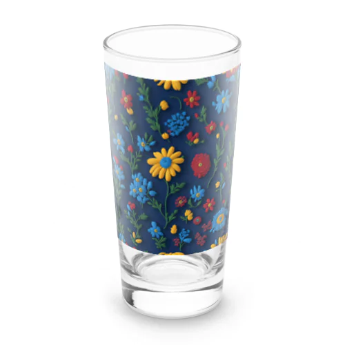 3D 花柄　ブルー Long Sized Water Glass