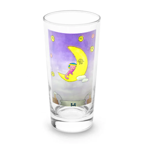 月の上で眠るスフィンクス猫さん Long Sized Water Glass