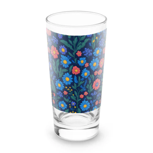 3D　花々　ブルー×ピンク Long Sized Water Glass