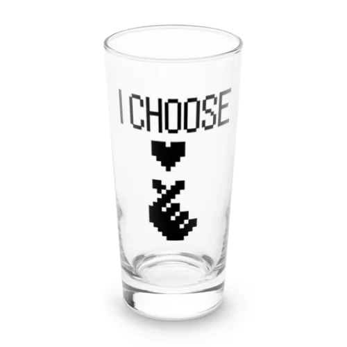 レトロゲームすたいるキュンです。黒文字Ver. Long Sized Water Glass