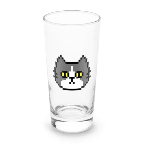 ドット絵のねこ（ハチワレ） ロンググラス