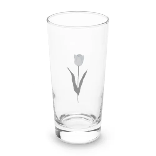 Tulip , shabby chic gray Blue . Long Sized Water Glass