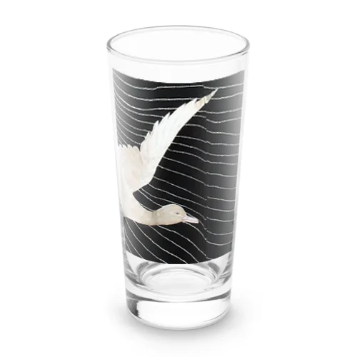 黒と白　水鳥の柄 ロンググラス