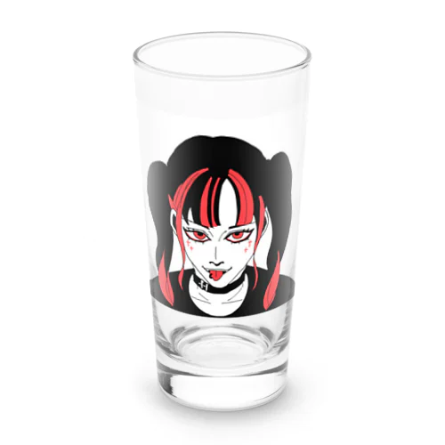 stick out your tongue:red Long Sized Water Glass