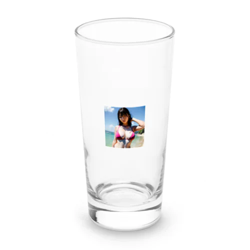 夏のビーチのハイビスカスちゃん Long Sized Water Glass