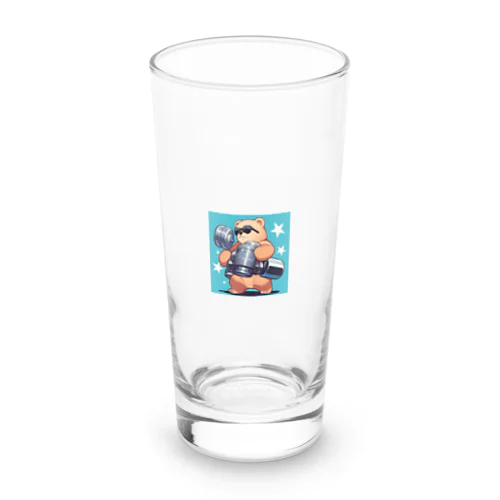 筋トレするサングラスくまさん Long Sized Water Glass