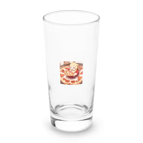 ピザを食べるデブ Long Sized Water Glass