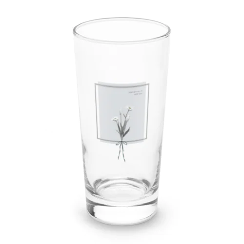 White Gray Blue . Ribbon . Long Sized Water Glass