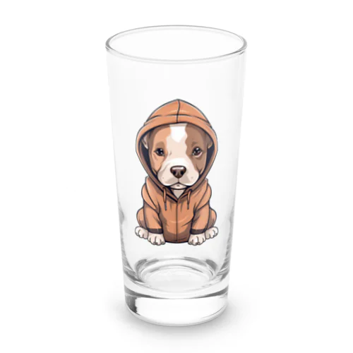 パーカーを着ているピットブル Long Sized Water Glass