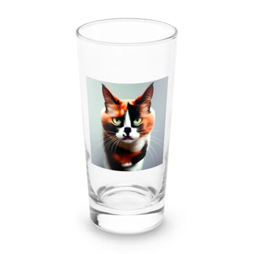 我慢顔の三毛猫くん Long Sized Water Glass