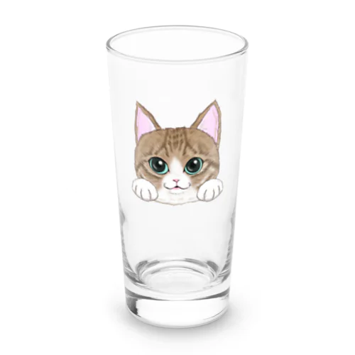 猫舌屋の看板猫さん（顔アップ） Long Sized Water Glass