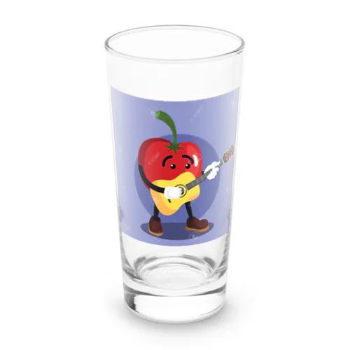 イラストのギターを弾くトマトくん Long Sized Water Glass