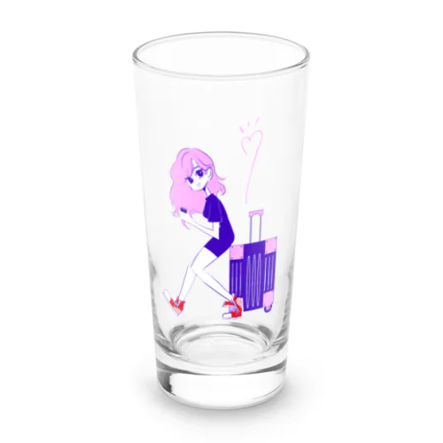 レトロ可愛いキャリーバッグ女子 Long Sized Water Glass