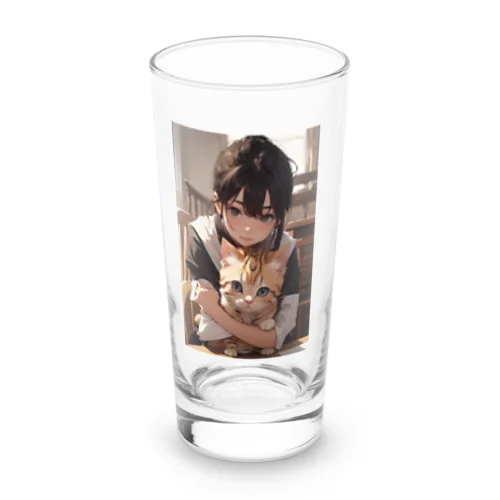 マンチカンを抱く美少女 Long Sized Water Glass