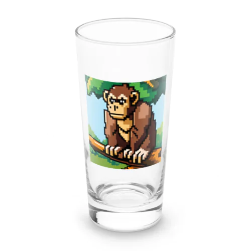 ドット絵の　さる　猿　サル Long Sized Water Glass