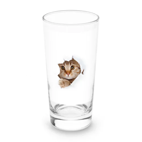 White Free Cute Funny Cat T-shirt Long Sized Water Glass