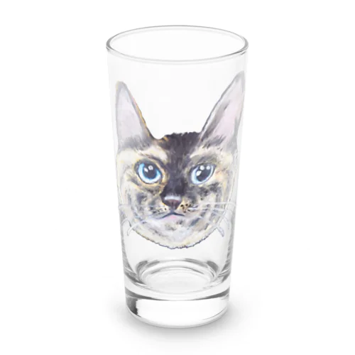 チョークアートの見上げるサビ猫 Long Sized Water Glass