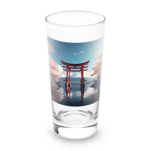神社 富士山と鳥居 Long Sized Water Glass