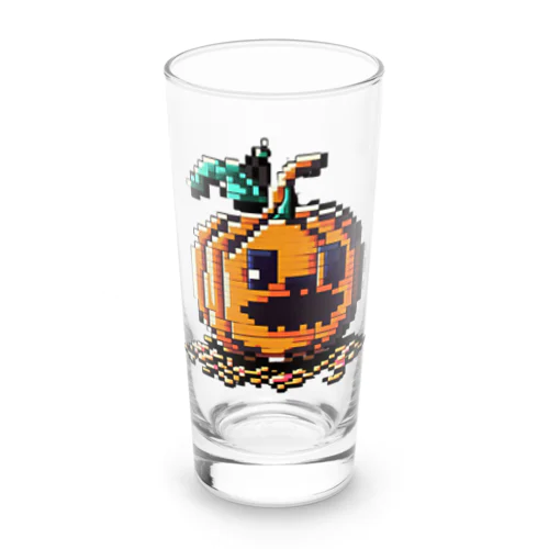 ドット絵のハロウィンかぼちゃのおばけ ロンググラス