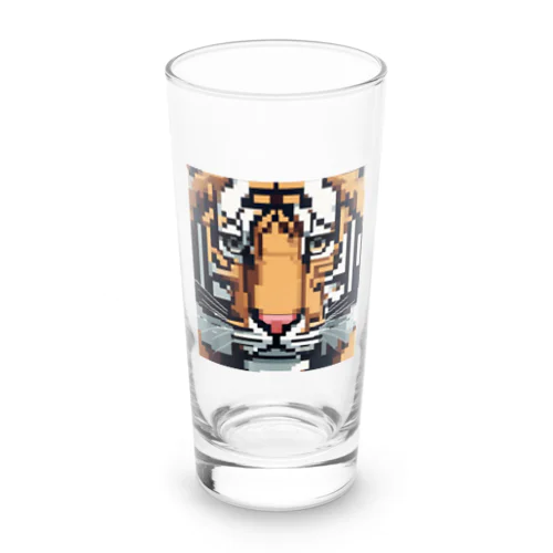 ドット絵で描かれた虎のアップ画像のプレミアムグッズ Long Sized Water Glass