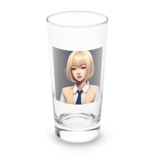 クールビューティーな茶髪女子 Long Sized Water Glass