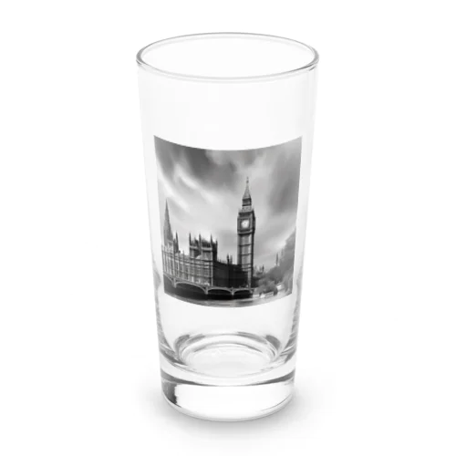 モノクロ　世界遺産　ウェストミンスター宮殿　ビッグベン Long Sized Water Glass