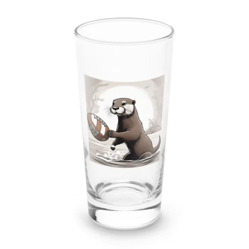 ラグビーボールを持つカワウソ Long Sized Water Glass