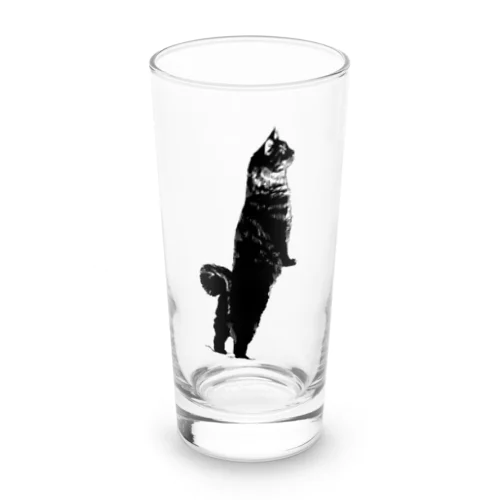 立ち上がるキジトラ猫 Long Sized Water Glass