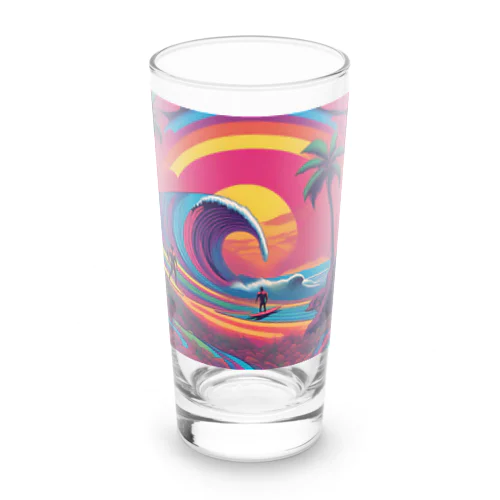 Tropical Beach Surfer Art Long Sized Water Glass