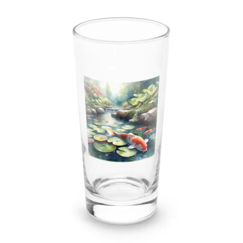 鯉が泳ぐ池　水彩画調② Long Sized Water Glass