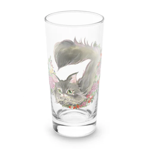 お花のリースとにゃんこ Long Sized Water Glass