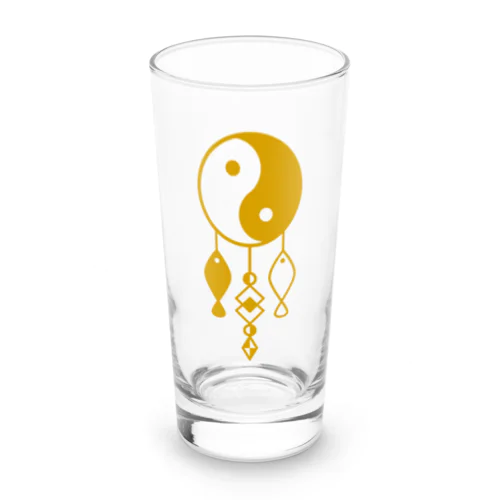 陰陽太極図と双魚 (金茶色) Long Sized Water Glass