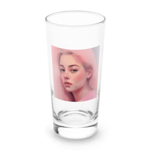 ピンクのチーク美女 Long Sized Water Glass