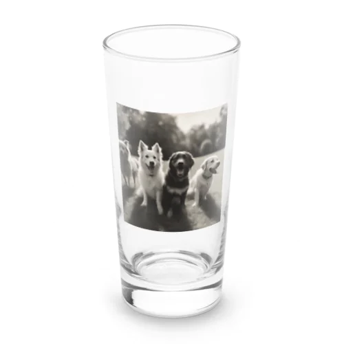 仲良しワンコたちの午後【動物画像クラシックシリーズ】 Long Sized Water Glass