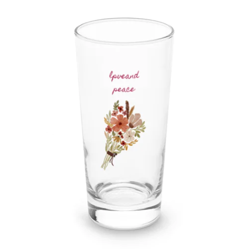 花束柄loveandpeace Long Sized Water Glass